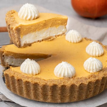 a slice of Double layer Pumpkin pie.