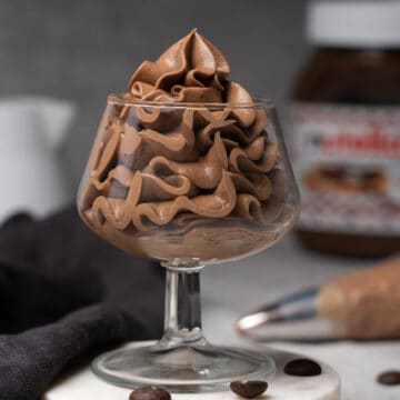 Nutella frosting in a glass.