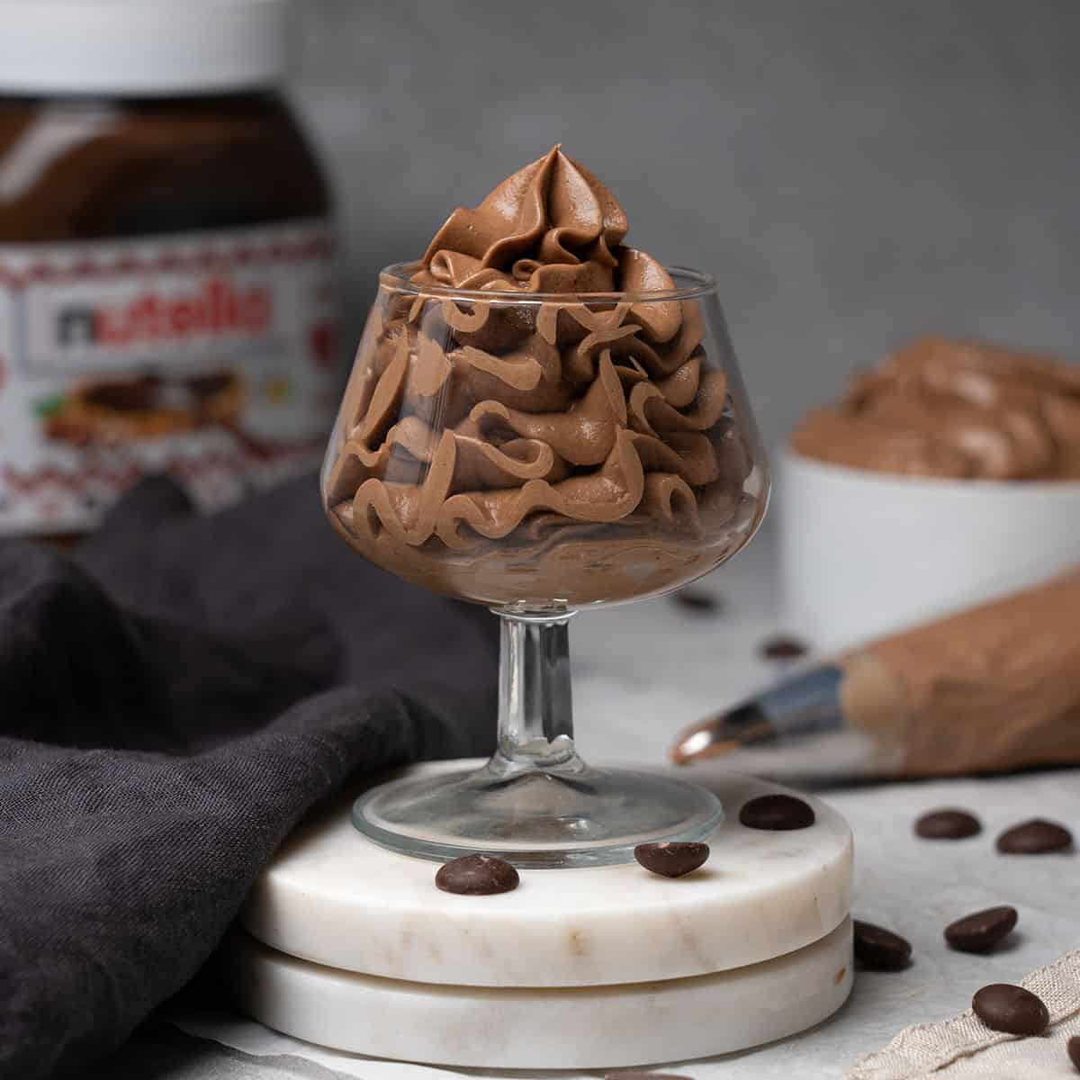 Nutella frosting in a glass.