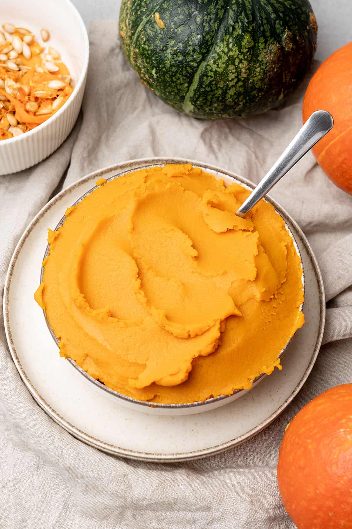 Pumpkin pure on plate.