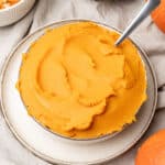 Pumpkin pure on plate.