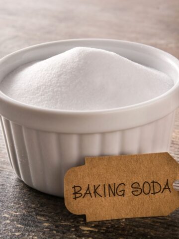 baking soda in a small cup.