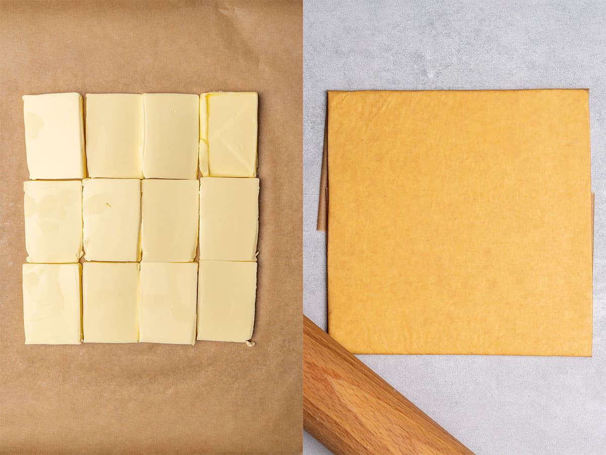 Butter blocks for puff pastry.