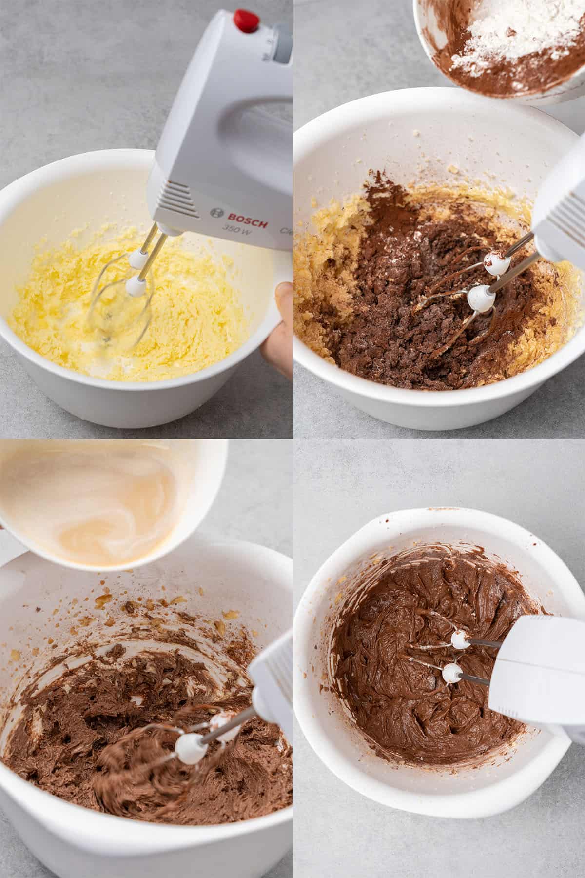 Chocolate cupcake step-by-step process.