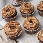 Nutella cupcakes on a baking paper.