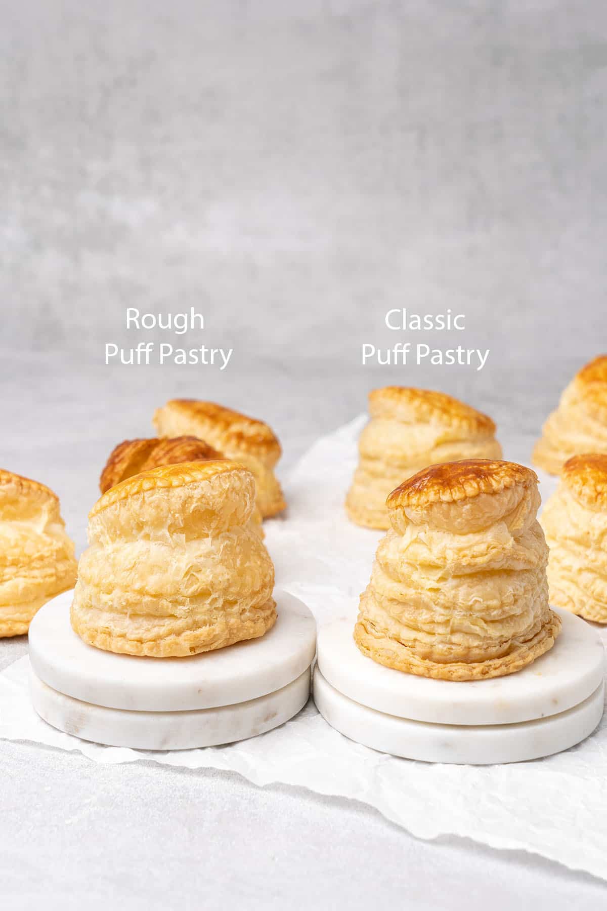 Rough Puff pastry and classic puff pastry.