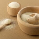 agar agar powder in a wooden cup.
