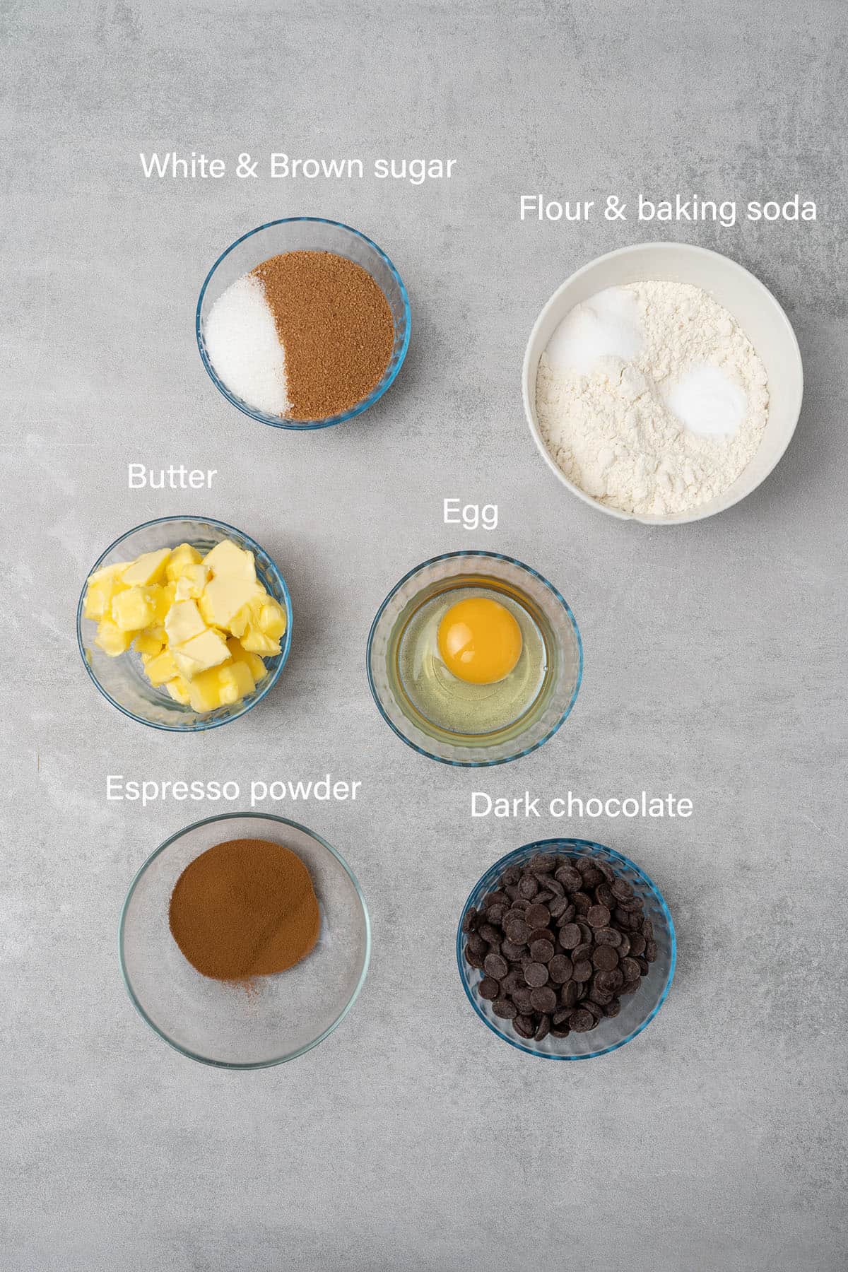 Coffee cookies ingredients.