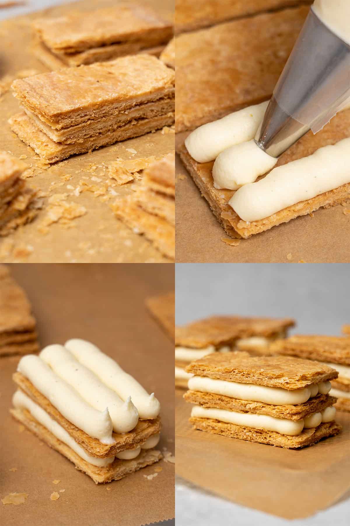 Mille feuille assembly process.