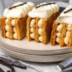 3 mille feuille on a plate.