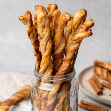 puff pastry cinnamon twists in a jar.