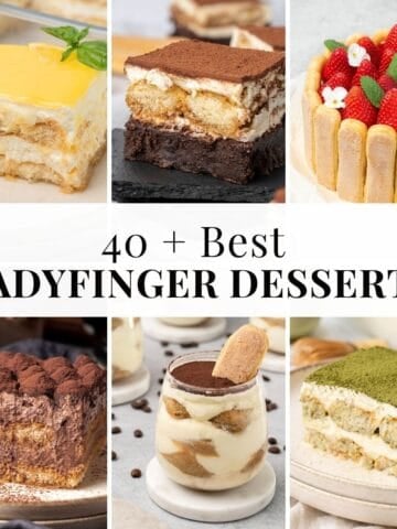 6 different types of desserts with ladyfinger.