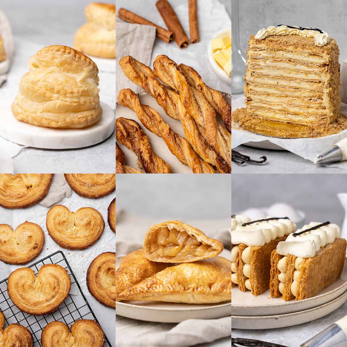 Puff pastry recipes collage.