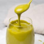 pistachio butter on a spoon.