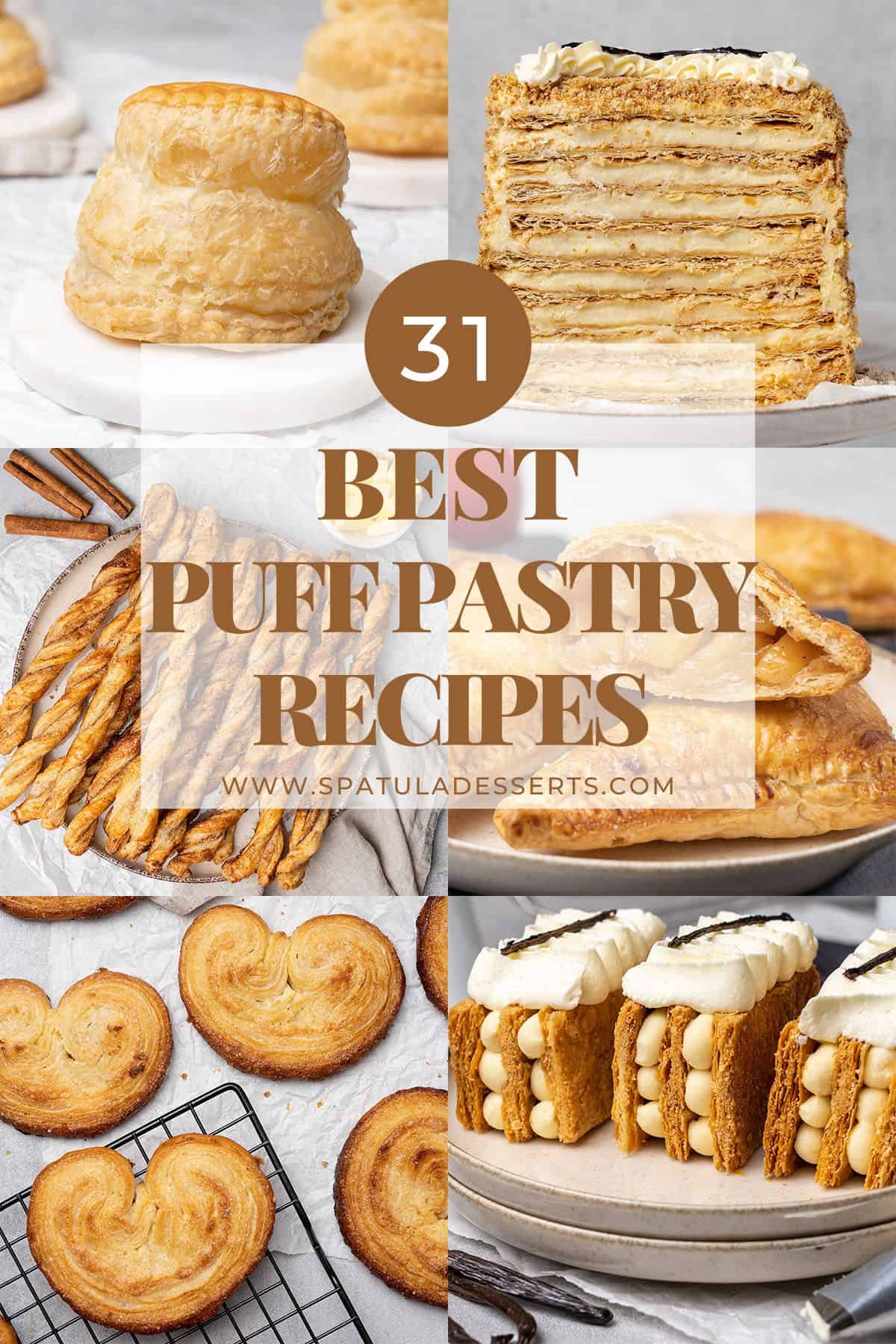 Puff pastry recipes collage.