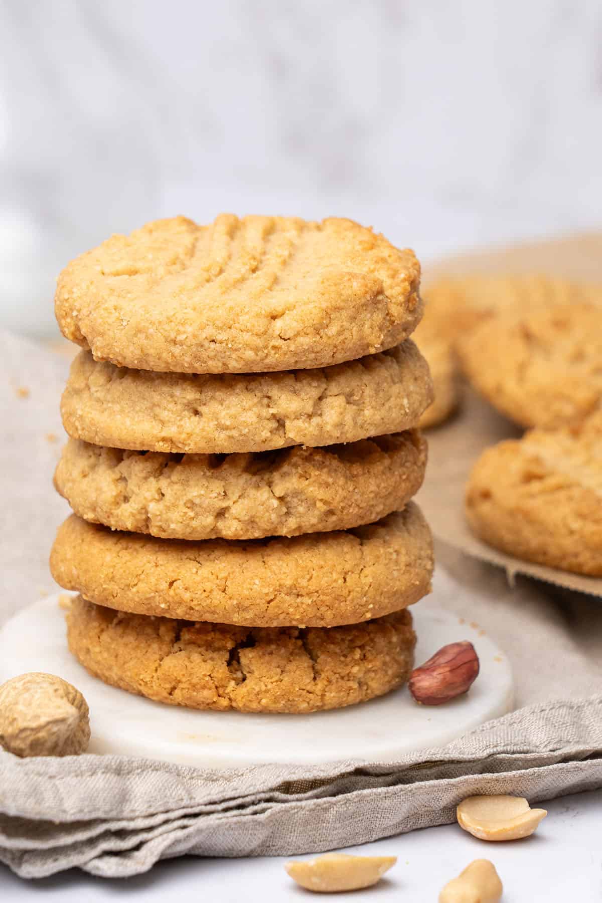 5 almond flour peanut butter cookies on top of each.