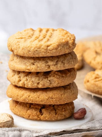 5 almond flour peanut butter cookies on top of each.