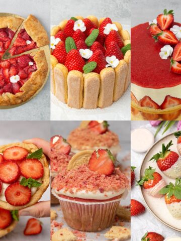 6 different strawberry desserts.