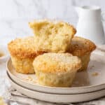 Coconut muffins on a plate.