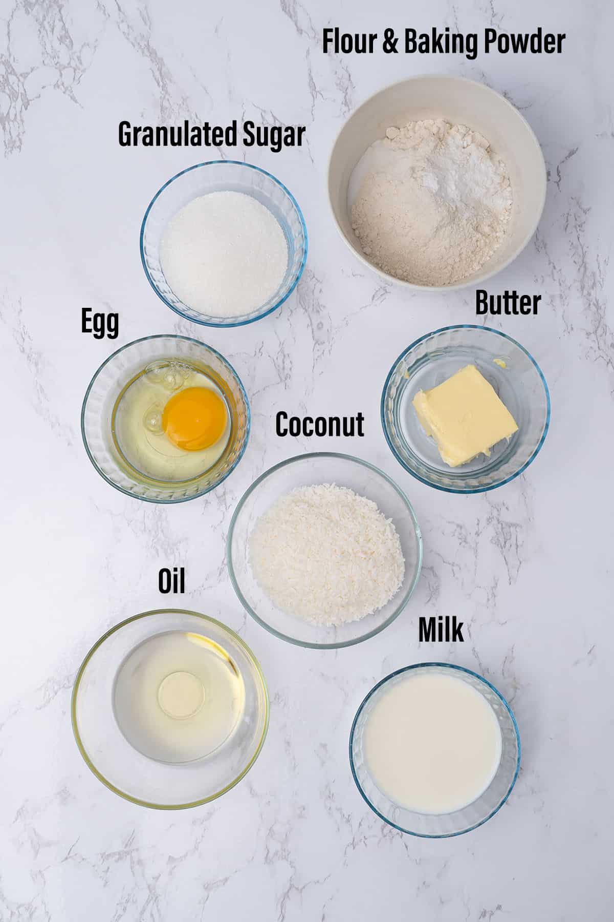 Coconut Brownies ingredients.