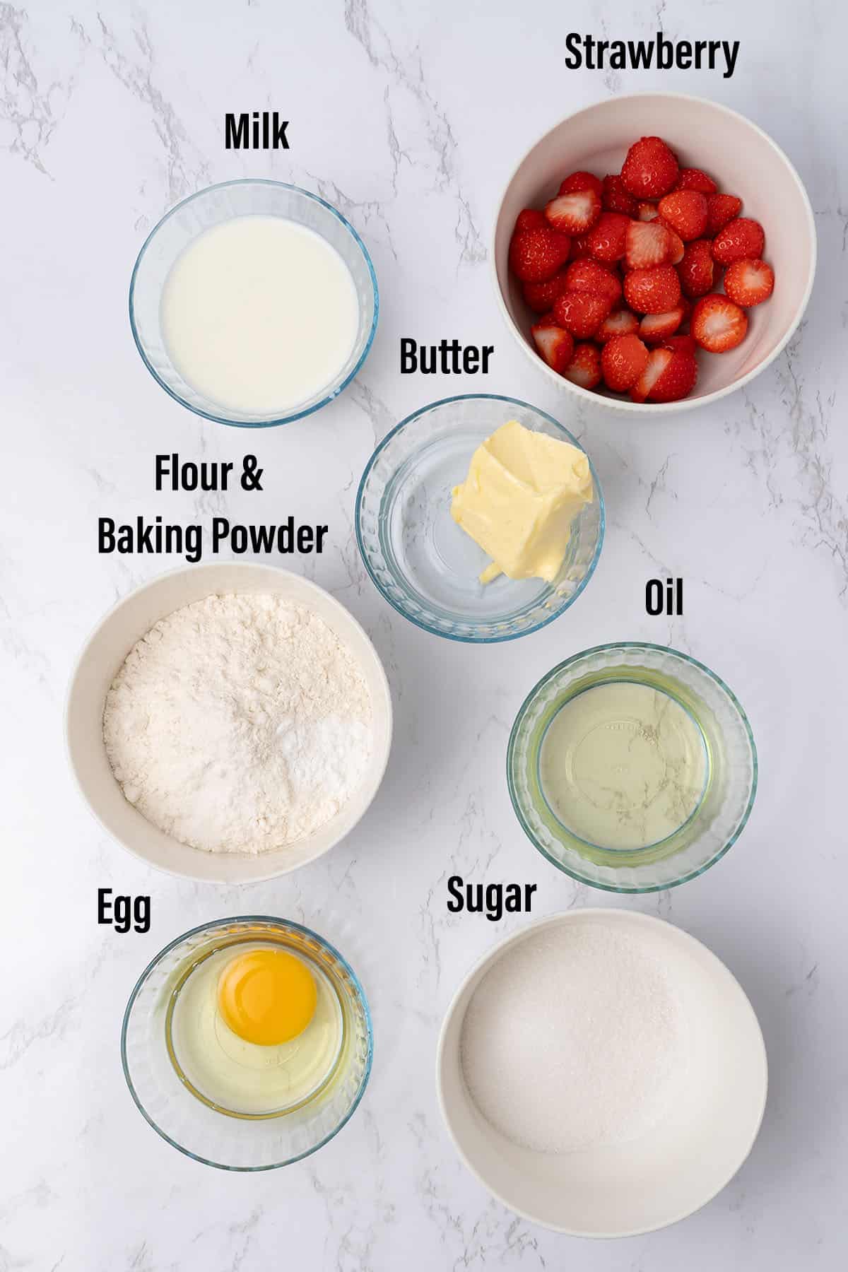 Strawberry Muffins ingredients.