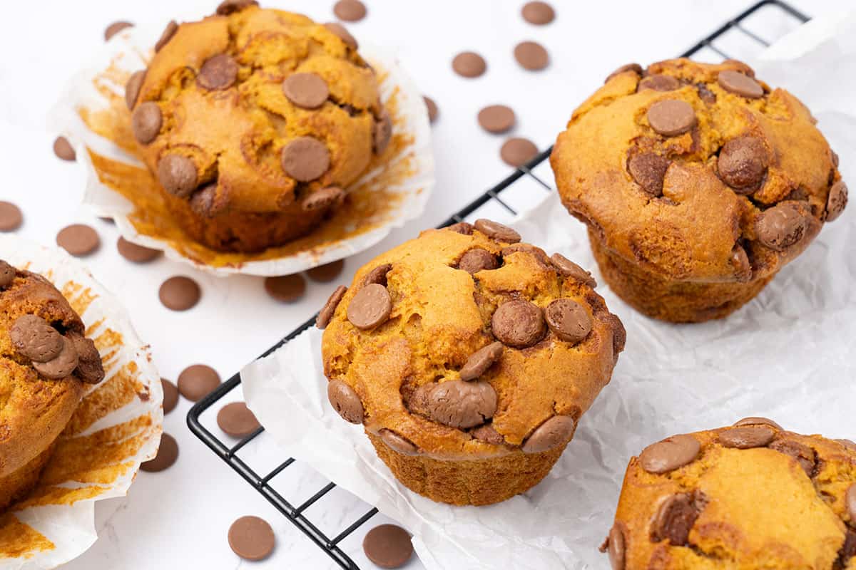 Sweet Potato muffin on a cooling rack.
