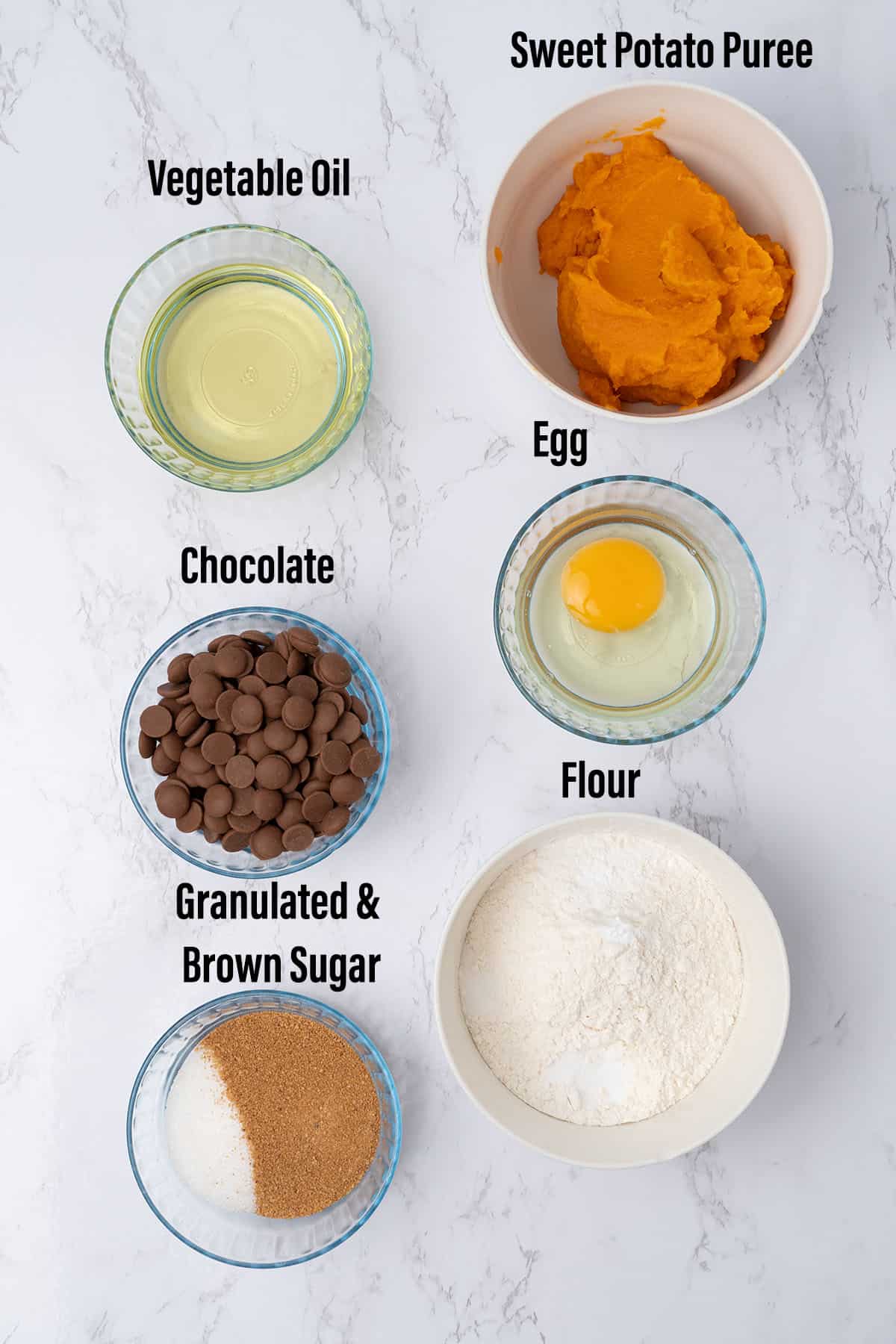 Sweet Potato muffins ingredients.