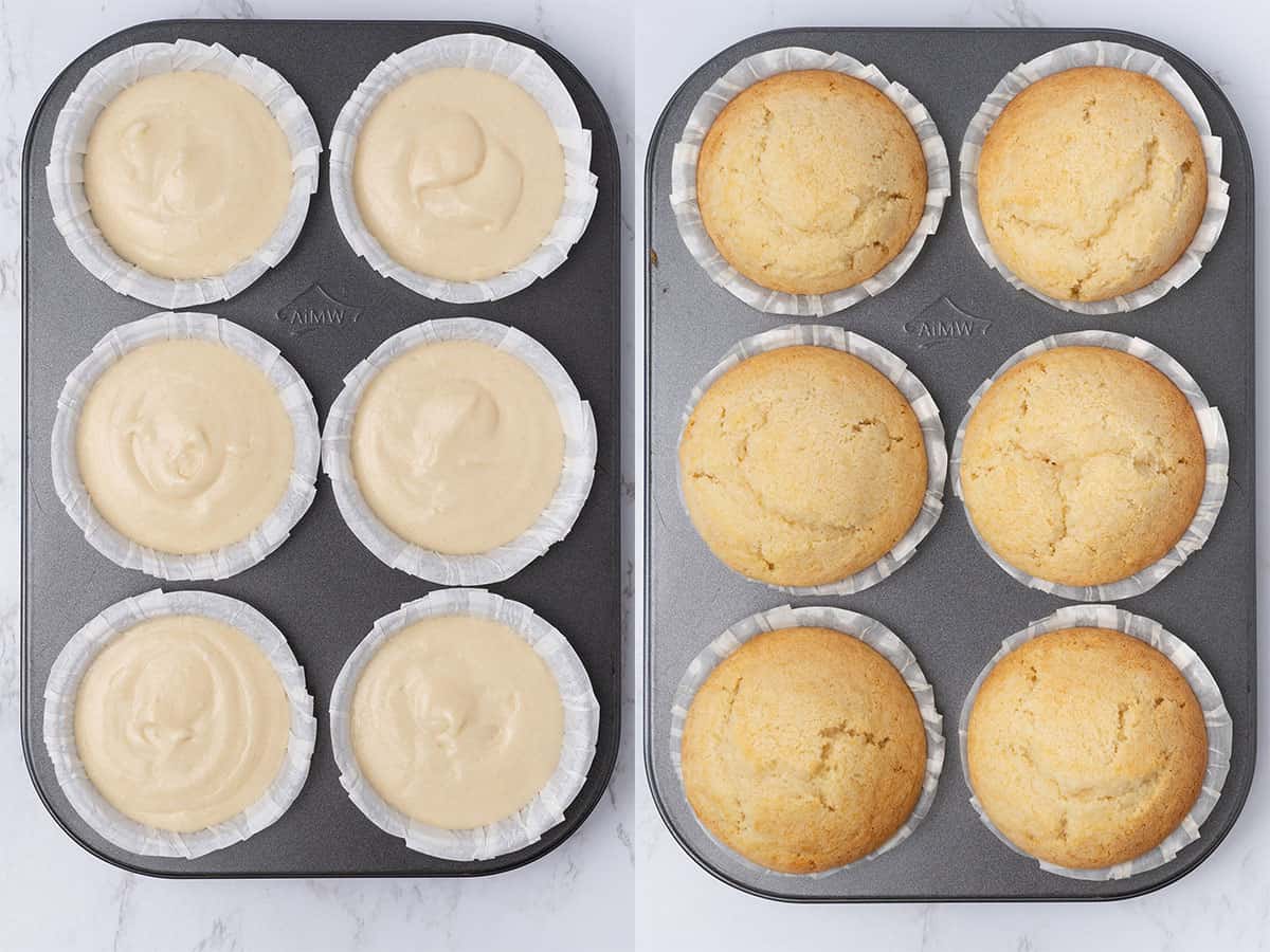 Vanilla Muffins in a baking tin.