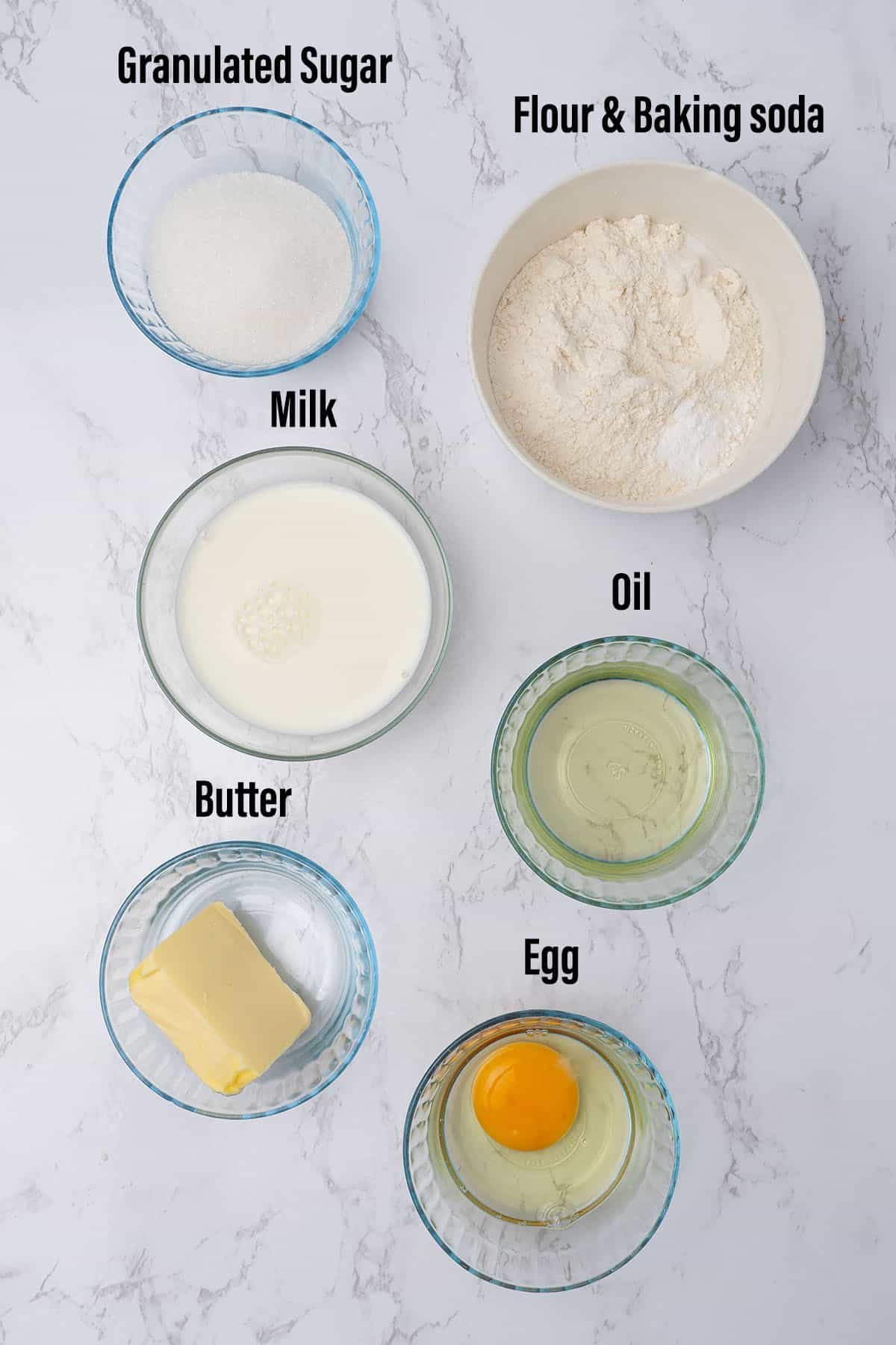 Vanilla Muffins ingredients.