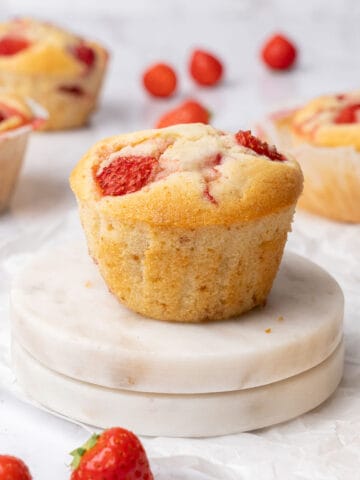 strawberry Muffins on a plate.