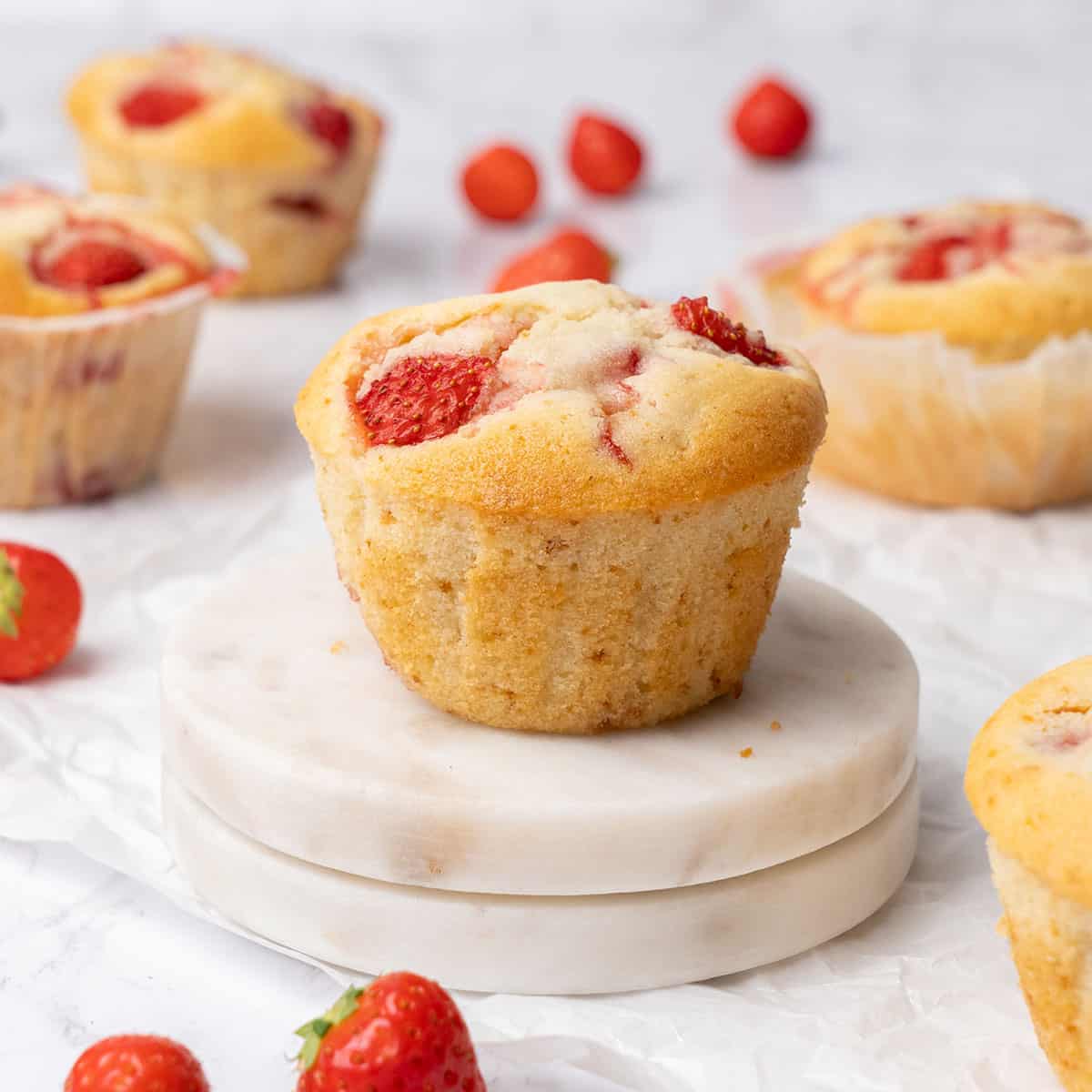 strawberry Muffins on a plate.