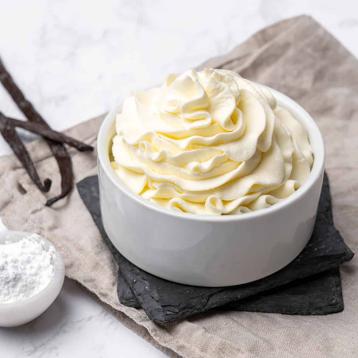 Chantilly Cream in a ramekin.