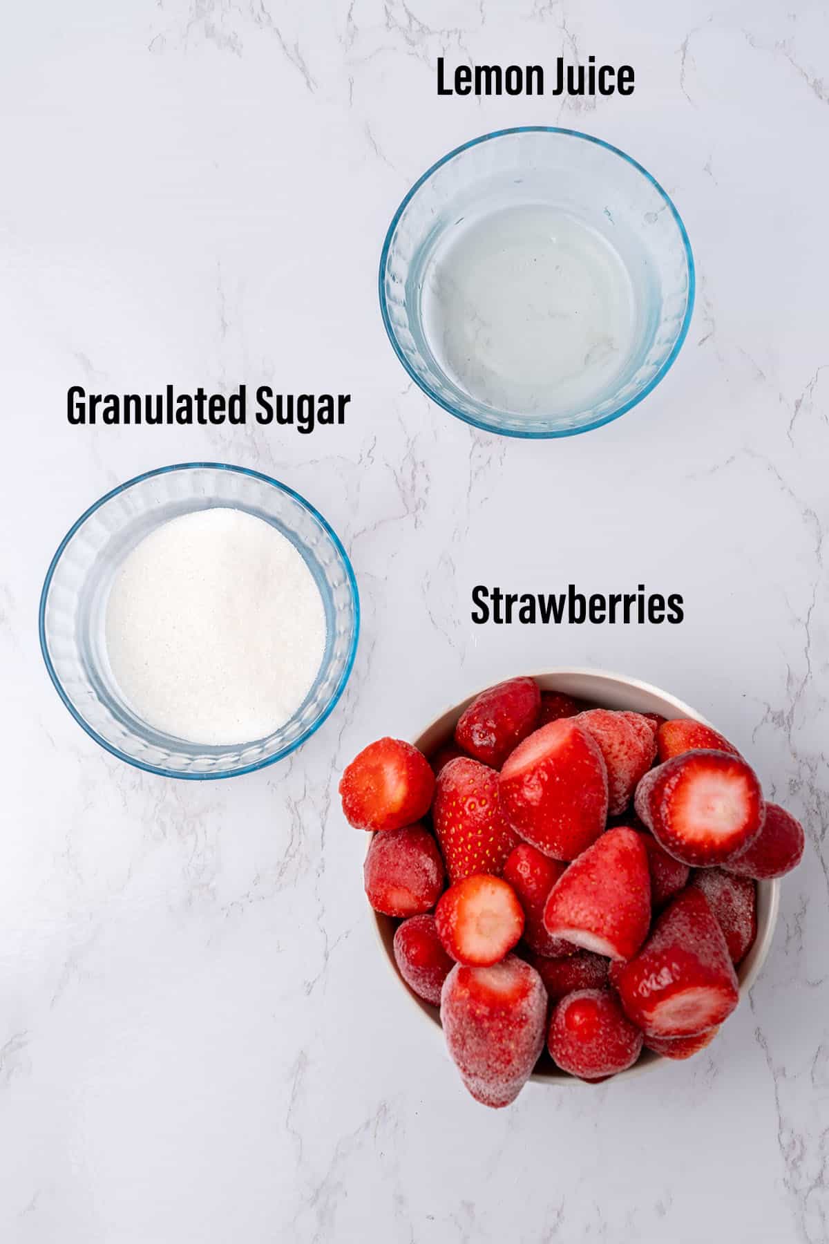 Strawberry Compote ingredients.