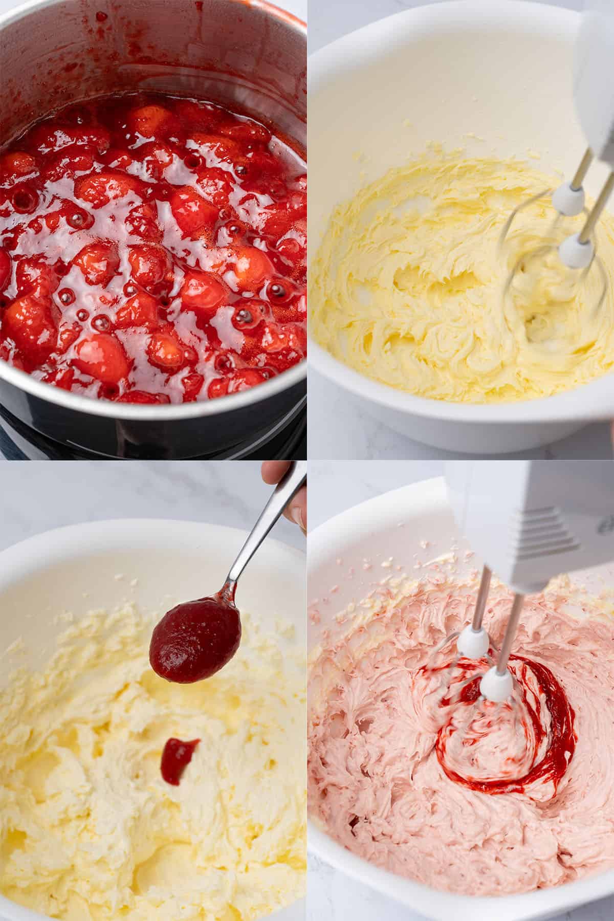 Strawberry Cream Cheese Frosting process.