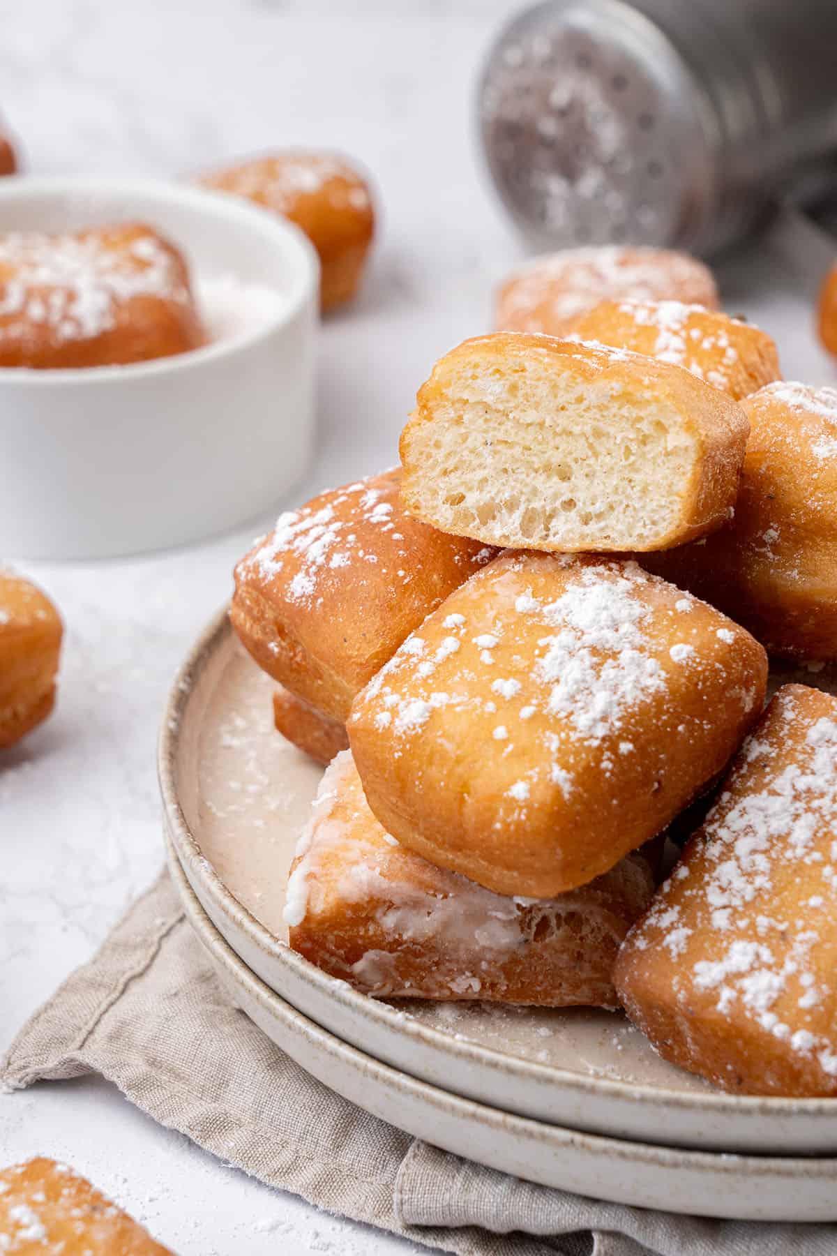 beignets on a plate.