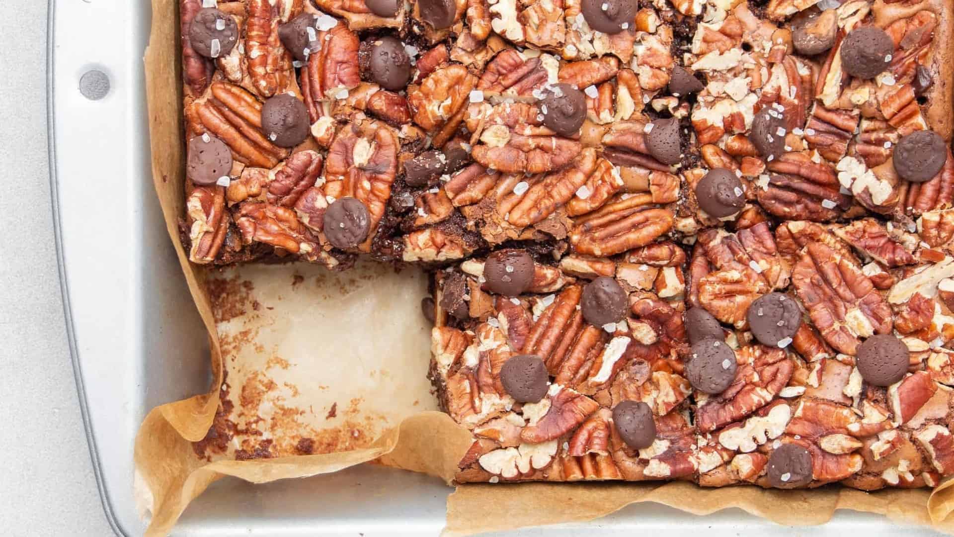 Pecan Brownies in a Tray
