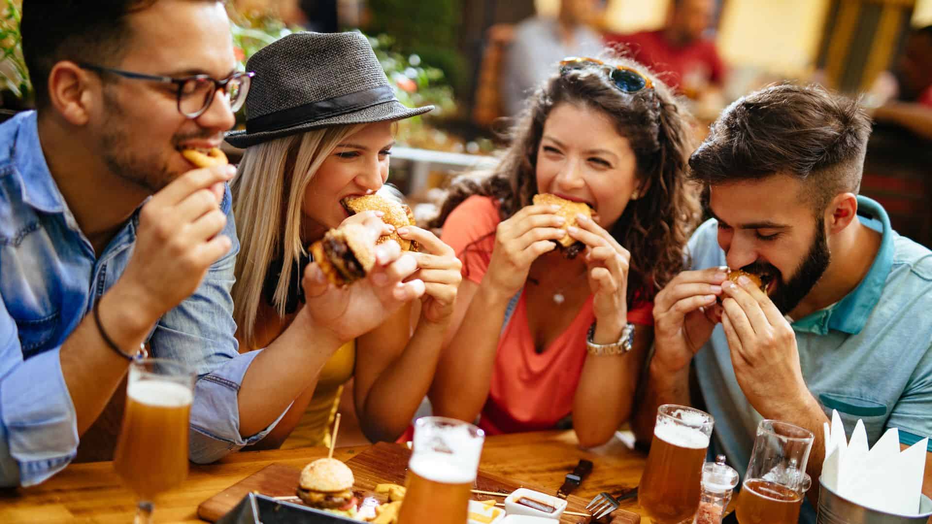 group eating fast food