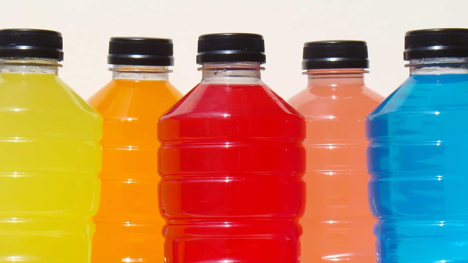 Sports drinks in different colors