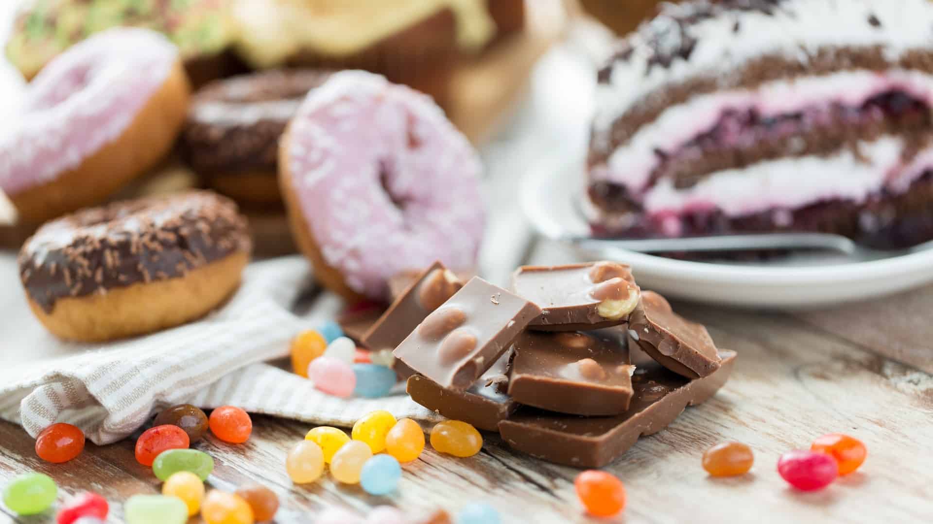 A table full of sugary snacks