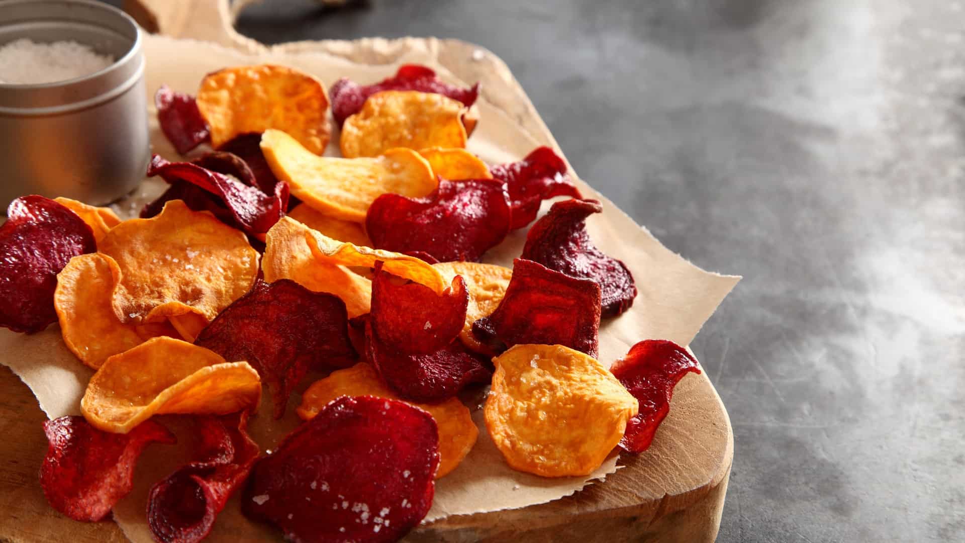Veggie Chips on parchment paper