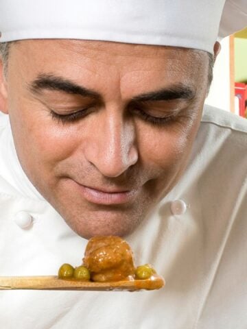 Chef smelling food