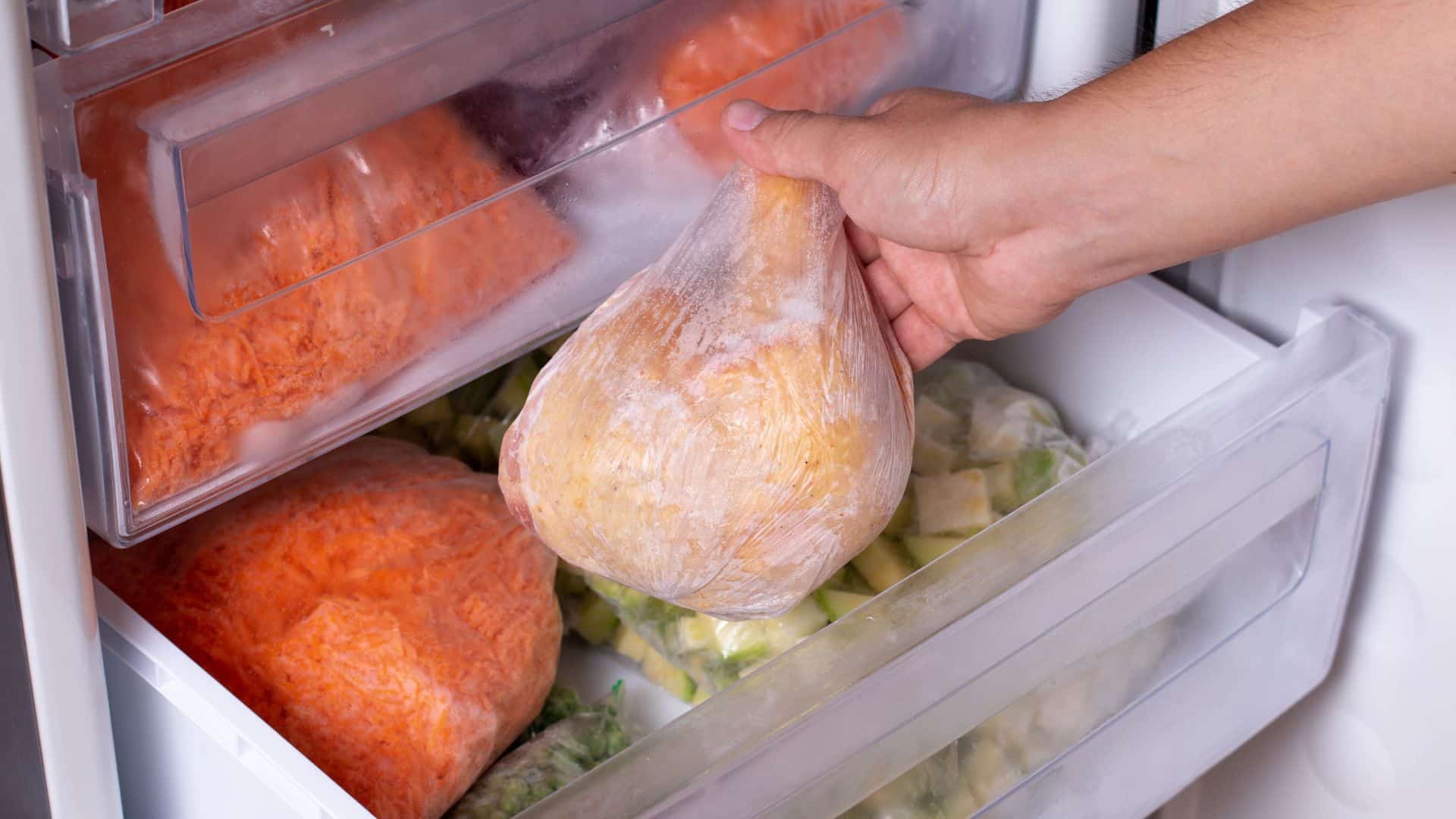 Fried chicken frozen.