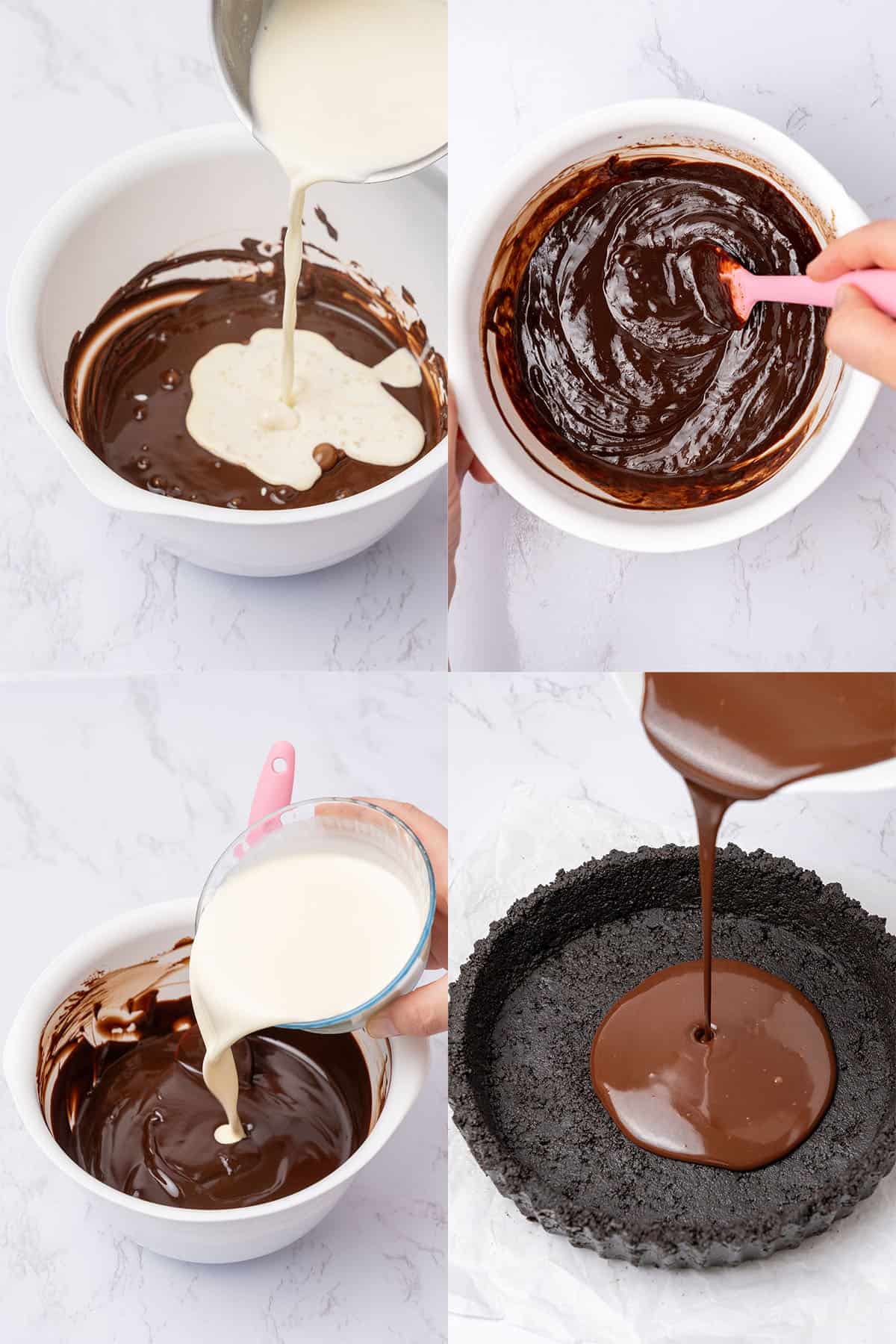 Process of making chocolate filling.