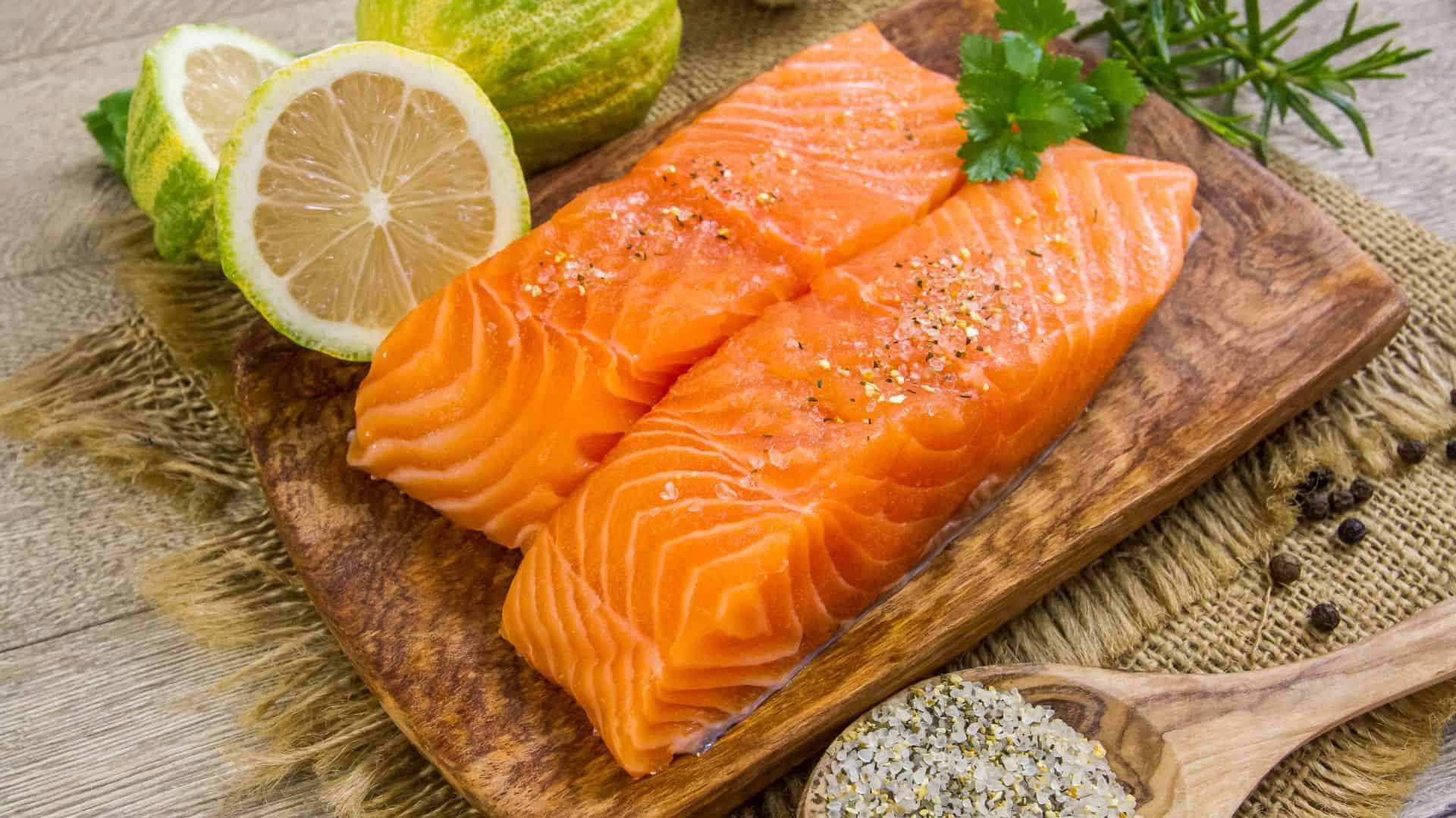 fresh salmon.