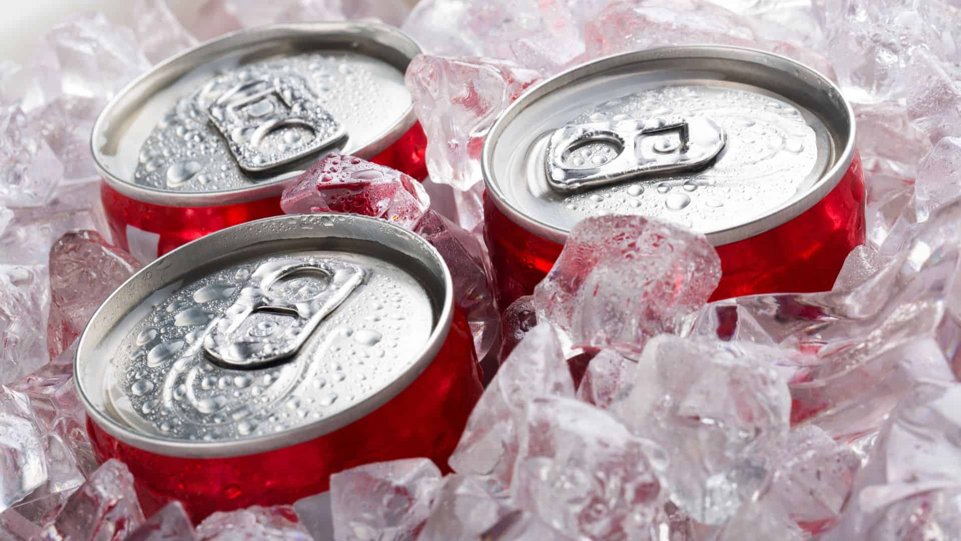 Soda cans in ice