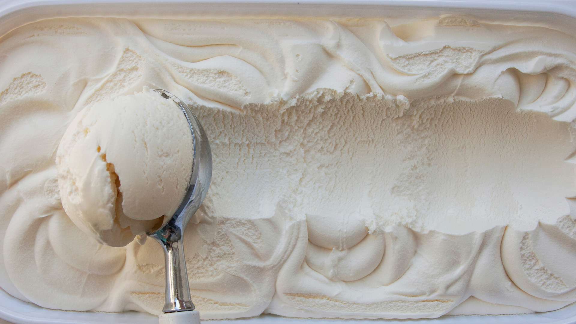 vanilla ice cream being scooped