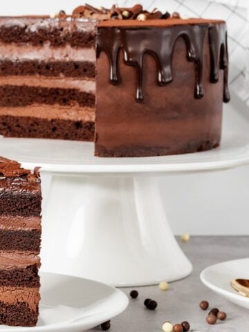 Triple Chocolate Cake with Ganache drizzled with