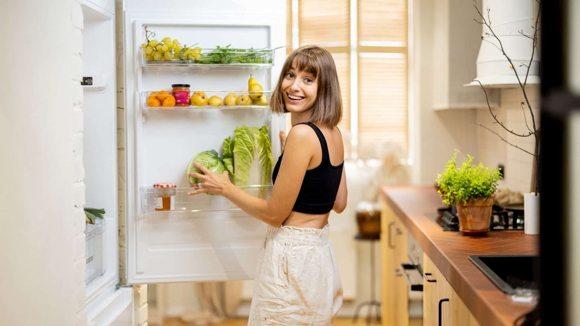 woman with fridge.