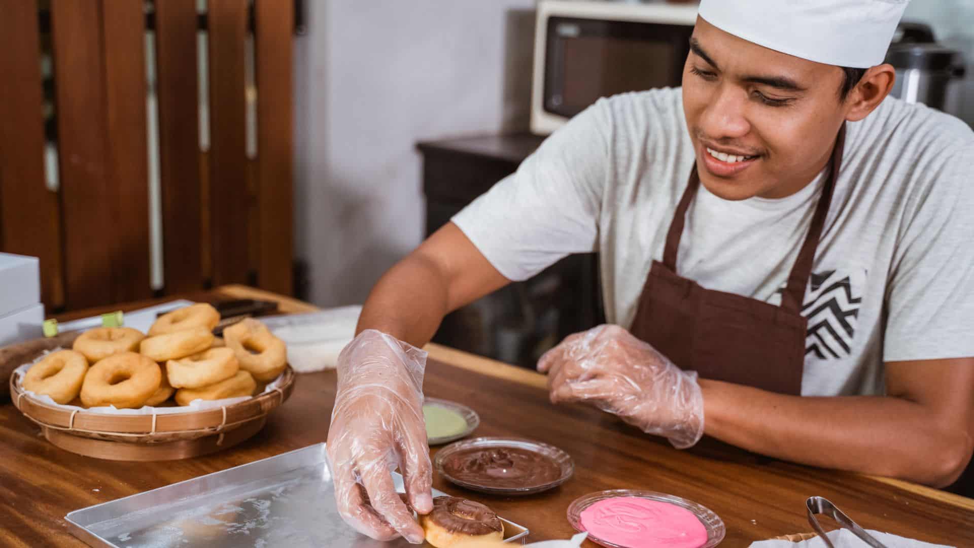 Chef making donuts
