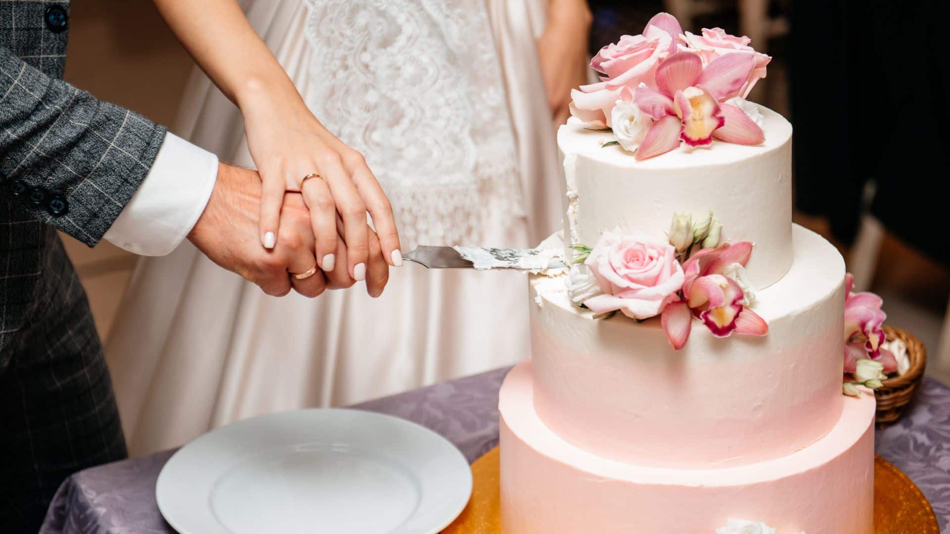 cutting a Wedding cake.